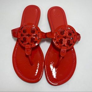 Tory Burch Miller Orange Leather Sandals 8.5